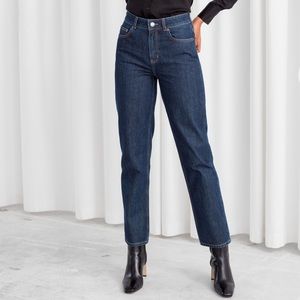 & Other Stories High-Rise Straight Jeans Dark Blue Size 26